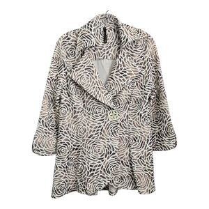 IC COLLECTION Cream and Brown JACKET with Textured Fabric, MEDIUM